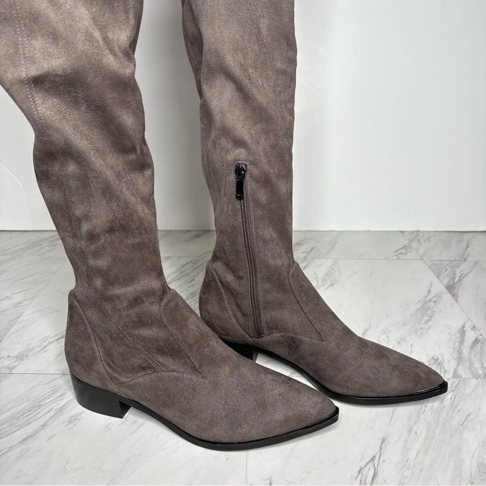 Marc Fisher Gray Pointy Toe Over The Knee Boot 8 1/2 M